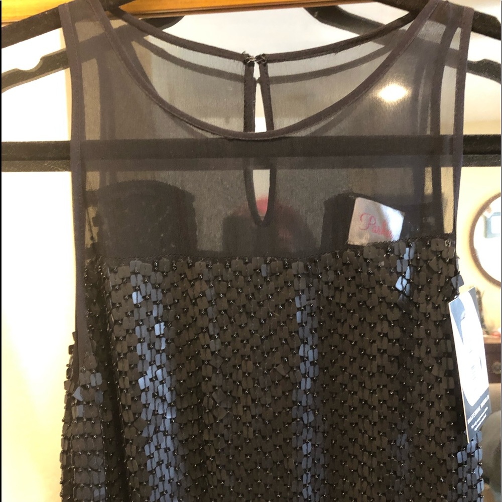 Parker black matt sequin top